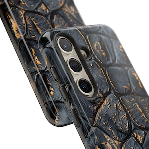 Alligator Skin Tough Phone Case Charred Black Gold Vogue Case iPhone 17 16 15 14 13 Pro Max Samsung Galaxy S26 S25 S24 Ultra Google Pixel 9 image 7