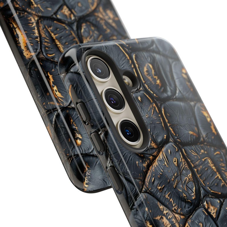 Alligator Skin Tough Phone Case Charred Black Gold Vogue Case iPhone 17 16 15 14 13 Pro Max Samsung Galaxy S26 S25 S24 Ultra Google Pixel 9 image 7
