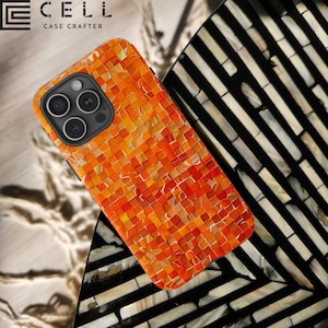 Green Glass Mosaic Tile Tough Phone Case Stone Tile Grid Art