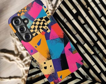 Coque de portable résistante Pop Remix | Finition brillante ou mate | Design géométrique audacieux en blocs de couleurs pour iPhone 17 16 15 Samsung Galaxy S26 S25 Pixel