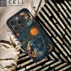 Cosmic Celestial Sun and Moon MagSafe Tough Phone Case Magical Star Constellation Case Compatible With iPhone 13 14 15 16 Pro Max Plus Mini