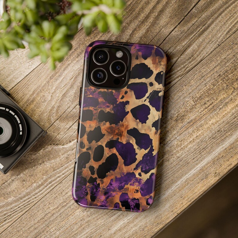 Leopard Print Tough Phone Case | Luxury Purple & Gold | High-Quality UV Printed Case | iPhone 17 16 15 14 13 Samsung Galaxy S26 S25 Pixel 9 image 5