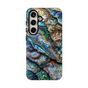 Blue Abalone Mollusk Shell Tough Phone Case Pearlescence Nautical Cover iPhone 17 16 15 Pro Max Samsung Galaxy S25 S24 Google Pixel 10 9 8