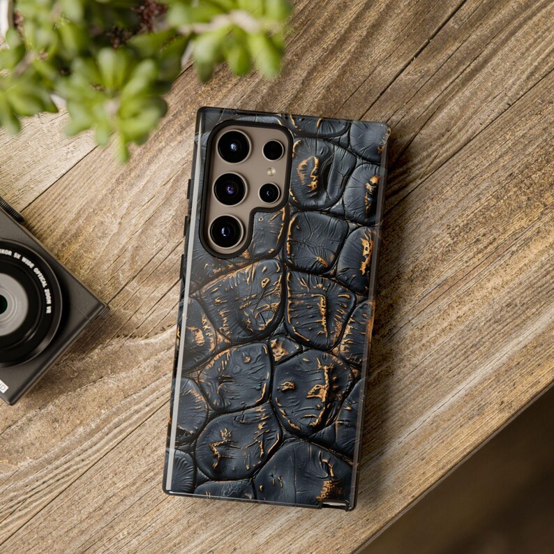 Alligator Skin Tough Phone Case Charred Black Gold Vogue Case iPhone 17 16 15 14 13 Pro Max Samsung Galaxy S26 S25 S24 Ultra Google Pixel 9 image 10