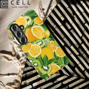 Citrus Grove iPhone Case | Tropical Kiwi & Lemon Pattern in Fresh Greens | Vibrant Fruit Tough Cover | iPhone Samsung Google