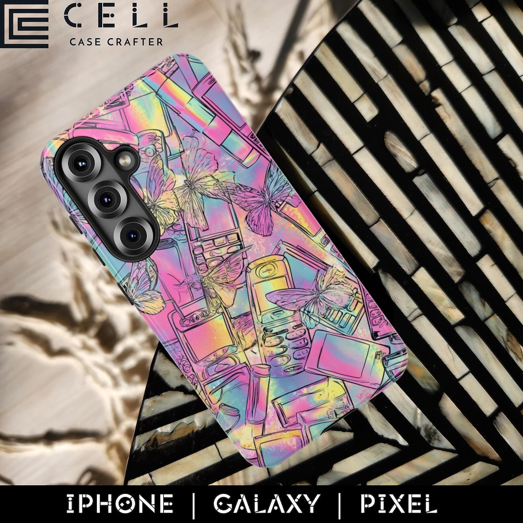 Y2K Butterfly Phone Case | Retro Cell Phone Pastel Print