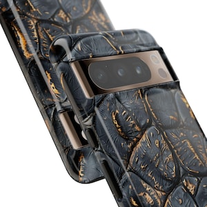 Alligator Skin Tough Phone Case Charred Black Gold Vogue Case iPhone 17 16 15 14 13 Pro Max Samsung Galaxy S26 S25 S24 Ultra Google Pixel 9 image 6