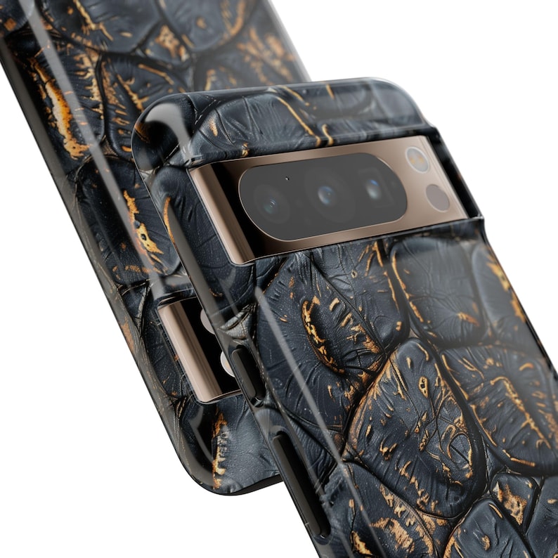 Alligator Skin Tough Phone Case Charred Black Gold Vogue Case iPhone 17 16 15 14 13 Pro Max Samsung Galaxy S26 S25 S24 Ultra Google Pixel 9 image 6