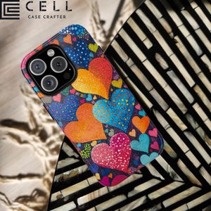 Valentines Heart - Vibrant Polka Dots Tough Phone Case - Vibrant Color Vibe iPhone 16 15 Pro Max Samsung Galaxy S24 S25 Ultra Google Pixel