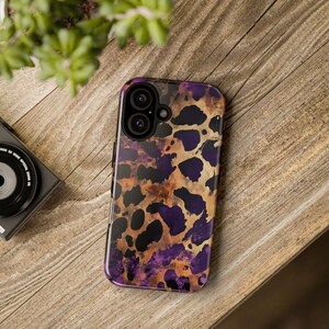 Leopard Print Tough Phone Case | Luxury Purple & Gold | High-Quality UV Printed Case | iPhone 17 16 15 14 13 Samsung Galaxy S26 S25 Pixel 9 image 6