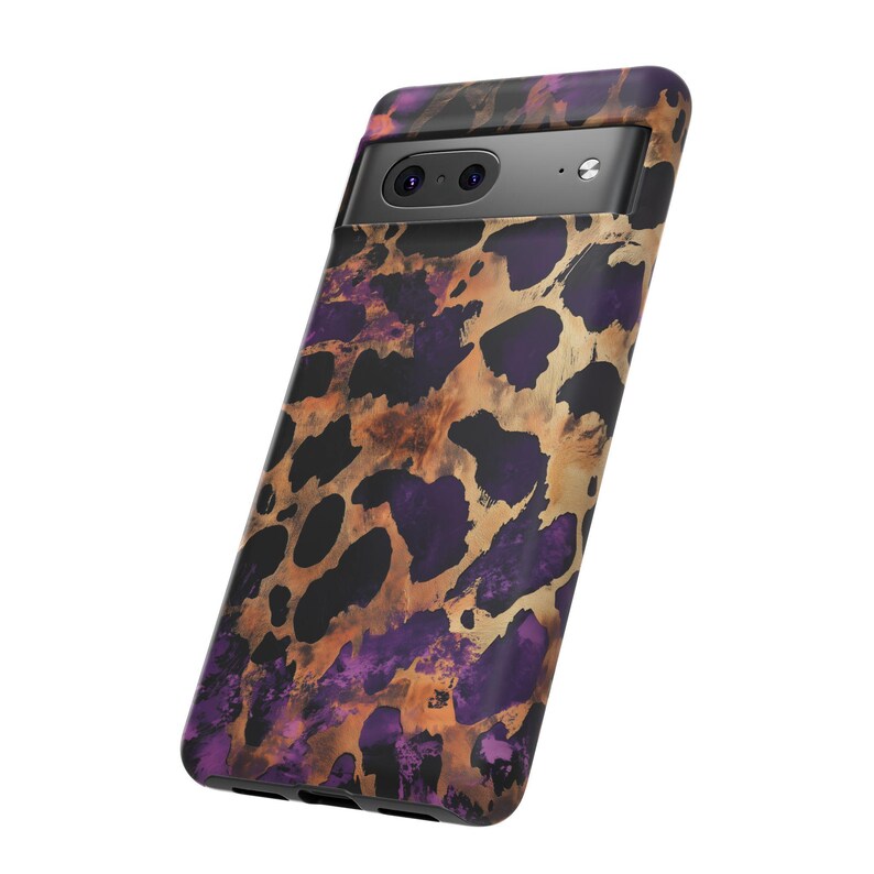 Leopard Print Tough Phone Case | Luxury Purple & Gold | High-Quality UV Printed Case | iPhone 17 16 15 14 13 Samsung Galaxy S26 S25 Pixel 9 image 8