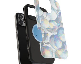 Holographic Bubble iPhone Case | MagSafe Tough Cover | Clear Iridescent Rainbow Glow | Dopamine Design for iPhone 17 16 15 14 Pro Max