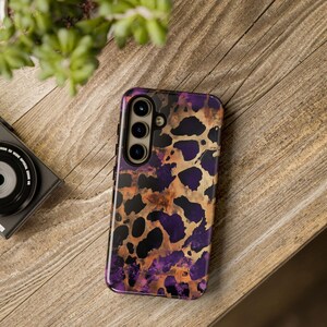 Leopard Print Tough Phone Case | Luxury Purple & Gold | High-Quality UV Printed Case | iPhone 17 16 15 14 13 Samsung Galaxy S26 S25 Pixel 9 image 9