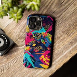 Neon Tortoise Shell Tough Phone Case Trendy Summer Vibe Turtle iPhone 16 15 14 Pro Max Samsung Galaxy S25 S24 S23 Ultra Google Pixel 9 8 7