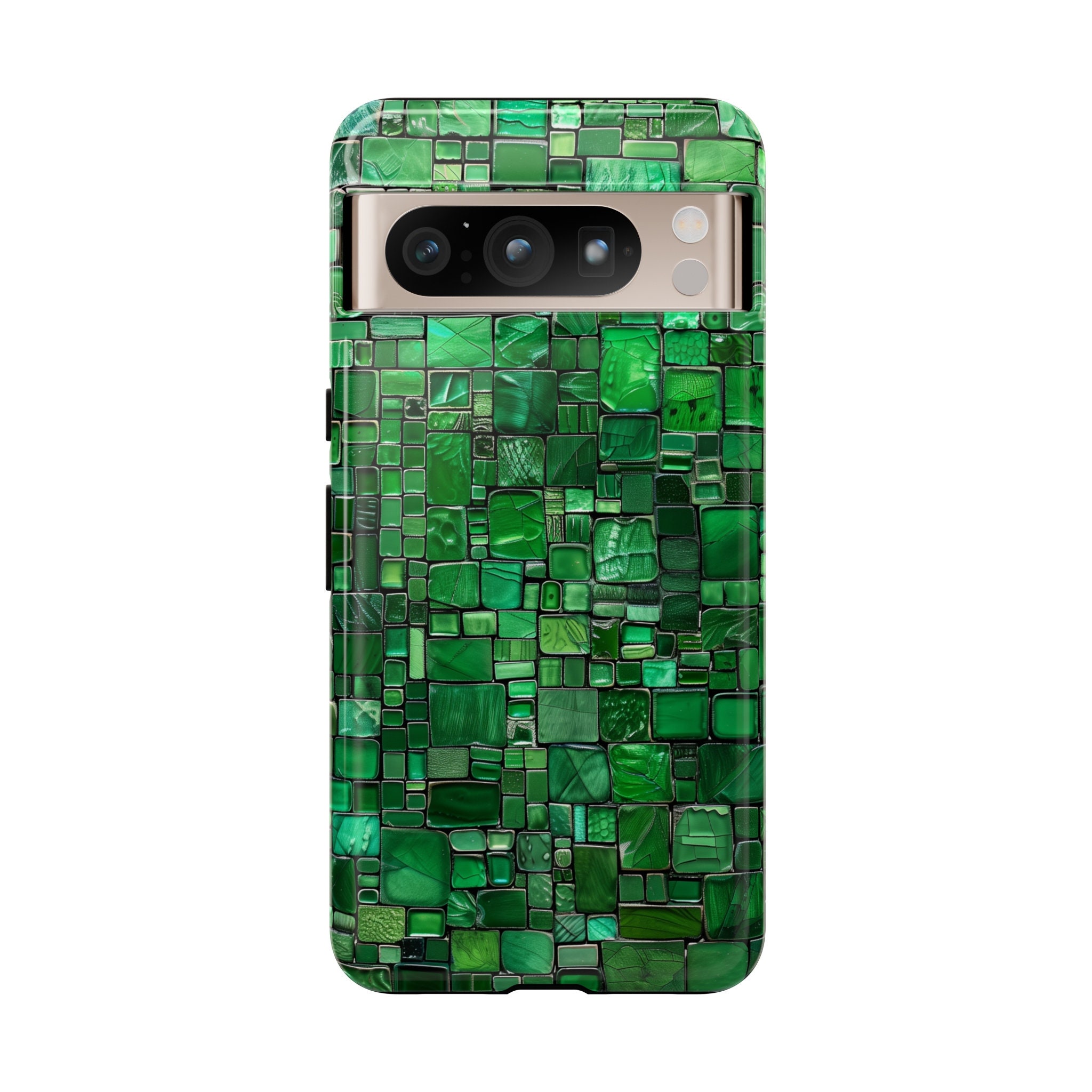 Green Glass Mosaic Tile Tough Phone Case Stone Tile Grid Art Texture ...