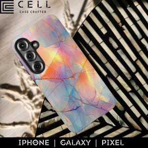 Iridescent Crystal Shard Phone Case | Shimmery Pastel Geode Design for iPhone Samsung & Pixel | Tough Glossy or Matte Cover