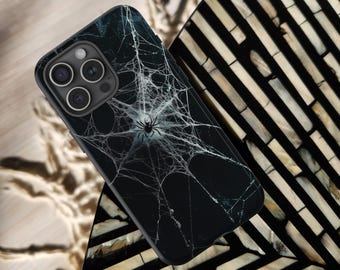 Spooky Spider Web Halloween MagSafe Tough Phone Case Haunted Scary Black Spider Webs Arachnid Case iPhone 13 14 15 16 17 Pro Max Plus Mini