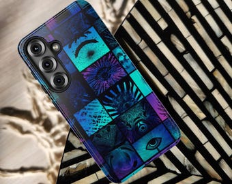 Coque de téléphone Collage Mystique | Art psychédélique Troisième Œil | Motif Nature Trippant | iPhone 17, 16, 15 Pro Max Plus, Air, Galaxy S26