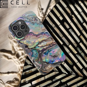 Silber Abalone Muschel MagSafe robuste Hülle Perlglanz Nautik Strand Liebhaber Geschenk für sie für iPhone 11 12 13 14 15 16 17 Pro Max Plus Mini