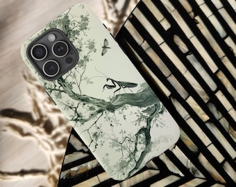 Praying Mantis Tough Phone Case Green Kamakiri Japanese ink Insect Lover iPhone 17 16 15 Pro Max Samsung Galaxy S24 S25 S26 Google Pixel 8 9