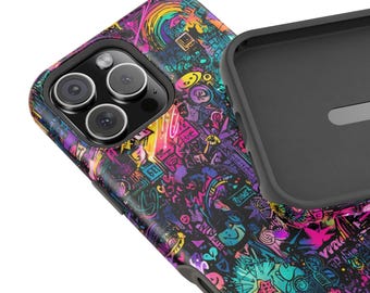 Neon Chaos Doodle Case | Magsafe Tough Cover | Hyperpop Graffiti