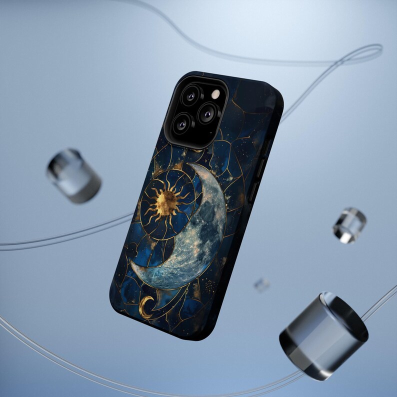 Sun and Moon MagSafe Tough Phone Case Stained Glass Celestial Astronomy Lover Space Gift Compatible With iPhone 15 16 17 Pro Max Plus Mini image 8
