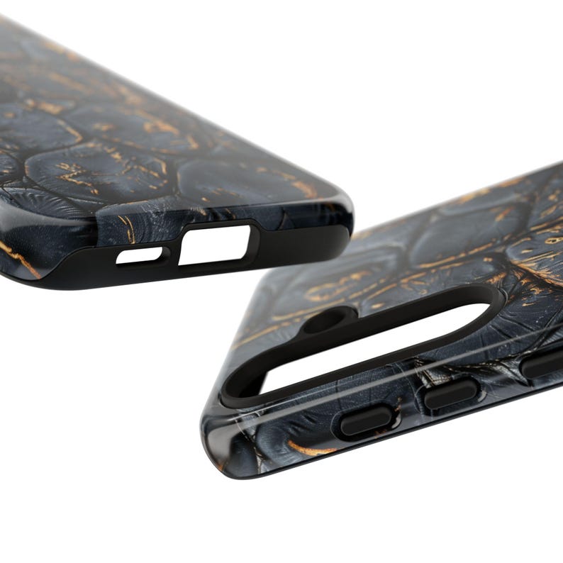 Alligator Skin Tough Phone Case Charred Black Gold Vogue Case iPhone 17 16 15 14 13 Pro Max Samsung Galaxy S26 S25 S24 Ultra Google Pixel 9 image 8