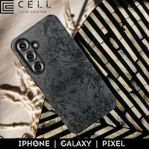 Dark Raven Baroque Tough Phone Case | Ornate Gothic Black Pattern on Charcoal | iPhone 17 16 15 Pro Max Plus Air Galaxy S26