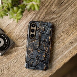 Alligator Skin Tough Phone Case Charred Black Gold Vogue Case iPhone 17 16 15 14 13 Pro Max Samsung Galaxy S26 S25 S24 Ultra Google Pixel 9 image 9