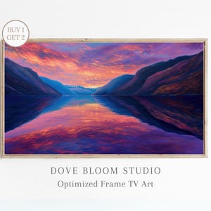 Mountain Lake Reflections Samsung Frame TV Art, Beautiful Mountain Landscape Frame TV Art Digital Download, Oil Painting Instant Download
