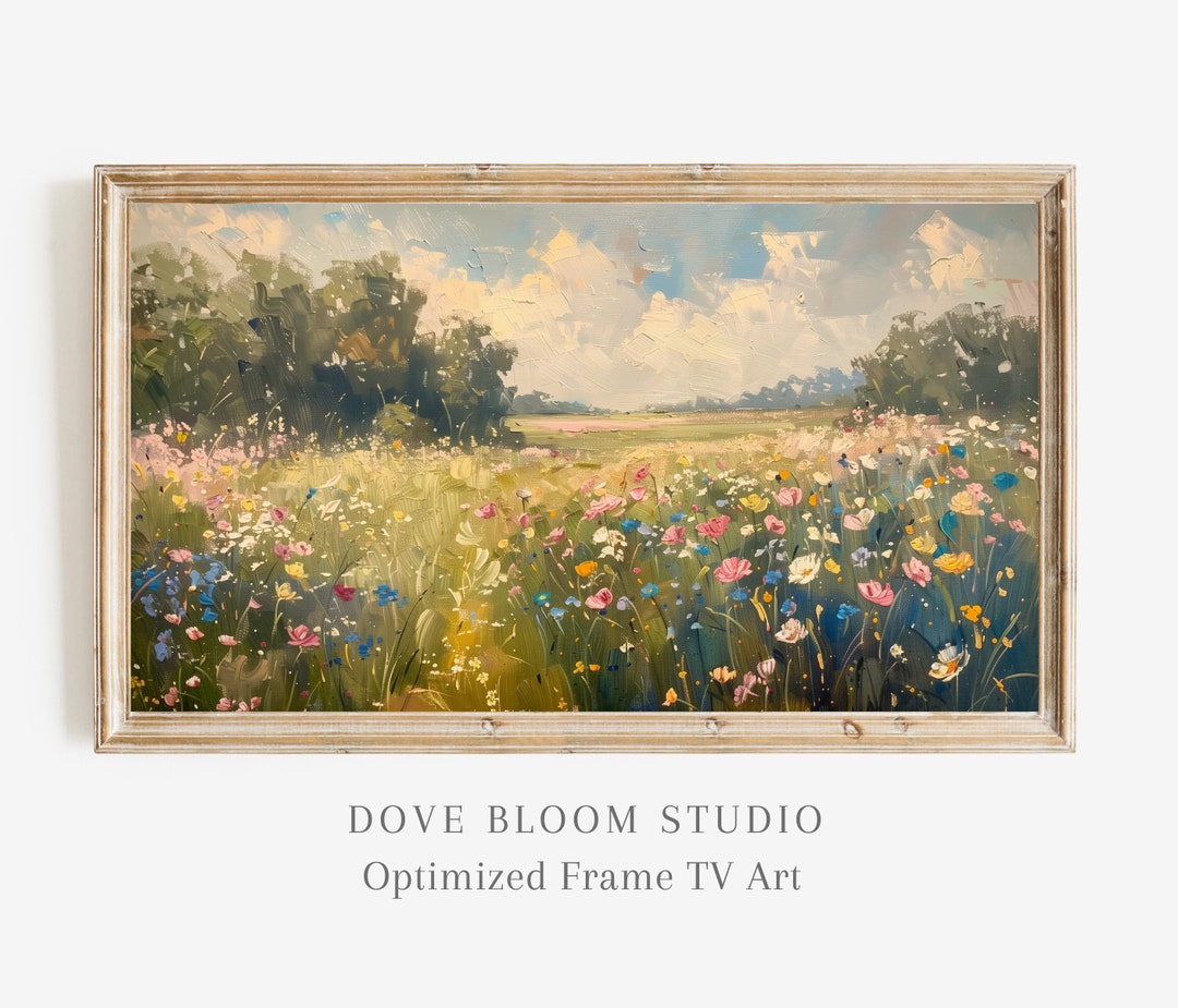 Wildflower Meadow Spring Frame Tv Art Digital Download Floral Field