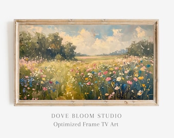 Wildflower Meadow Spring FRAME TV Art Digital Download Floral Field Farmhouse Decor Oil Painting Vintage High Resolution Samsung Frame Tv LG