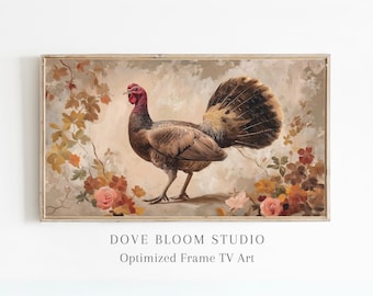 Thanksgiving Frame Tv Art Vintage Turkey Painting, Vintage Fall Art for Frame Tv, Thanksgiving Instant Download Screensaver Digital Download