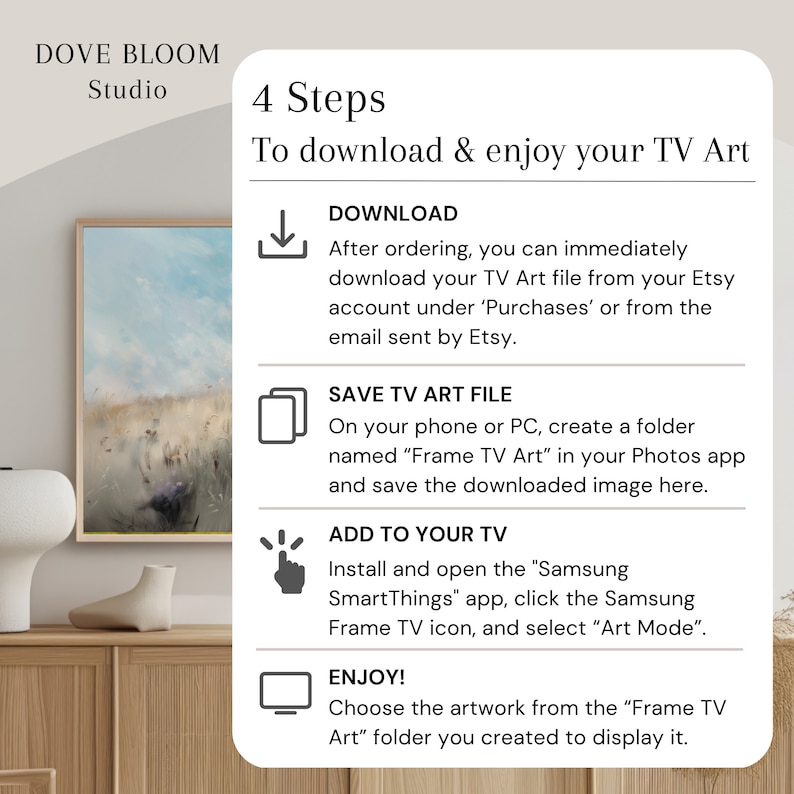 Flower Vase Frame Tv Art Digital Download Floral Spring Oil Painting