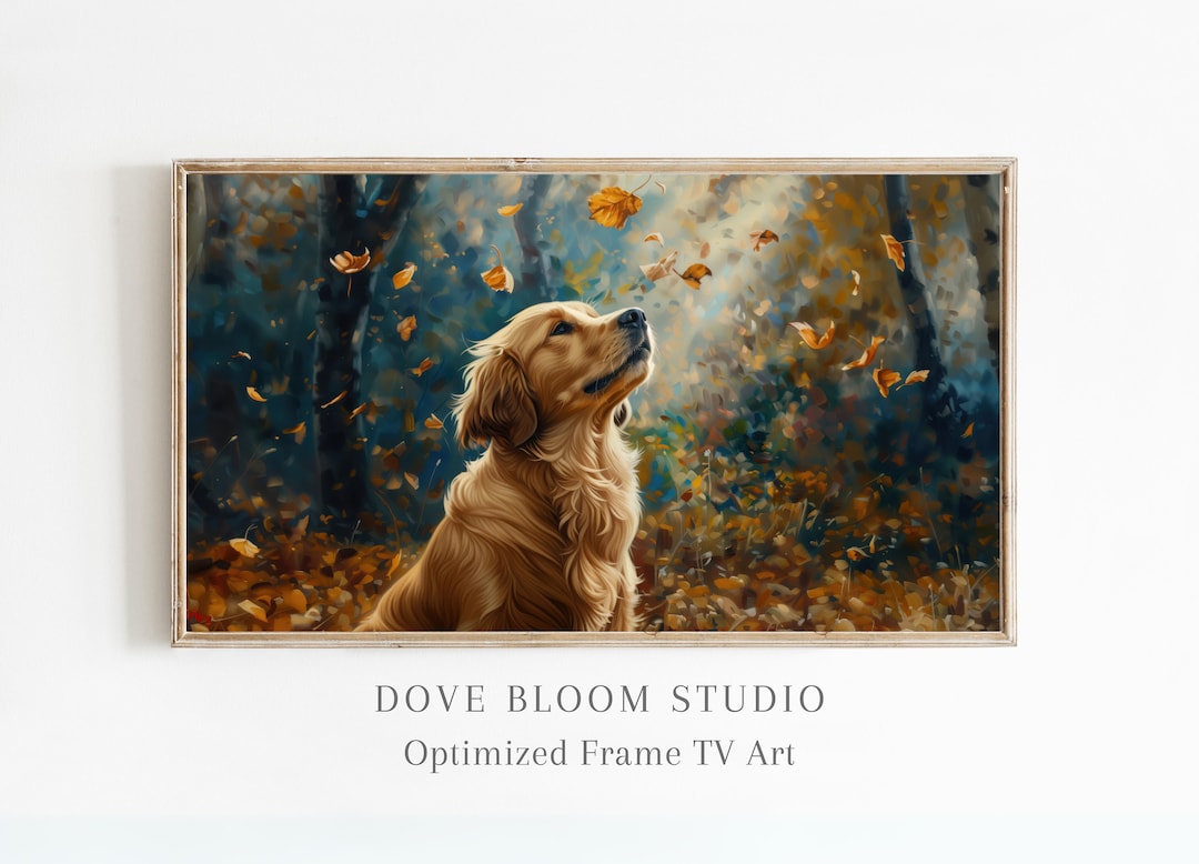 Golden Retriever Autumn Samsung Frame TV Art Digital Download, Cute ...