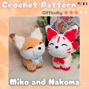 Patrón de crochet: Miko la zorra y Nakoma la kitsune