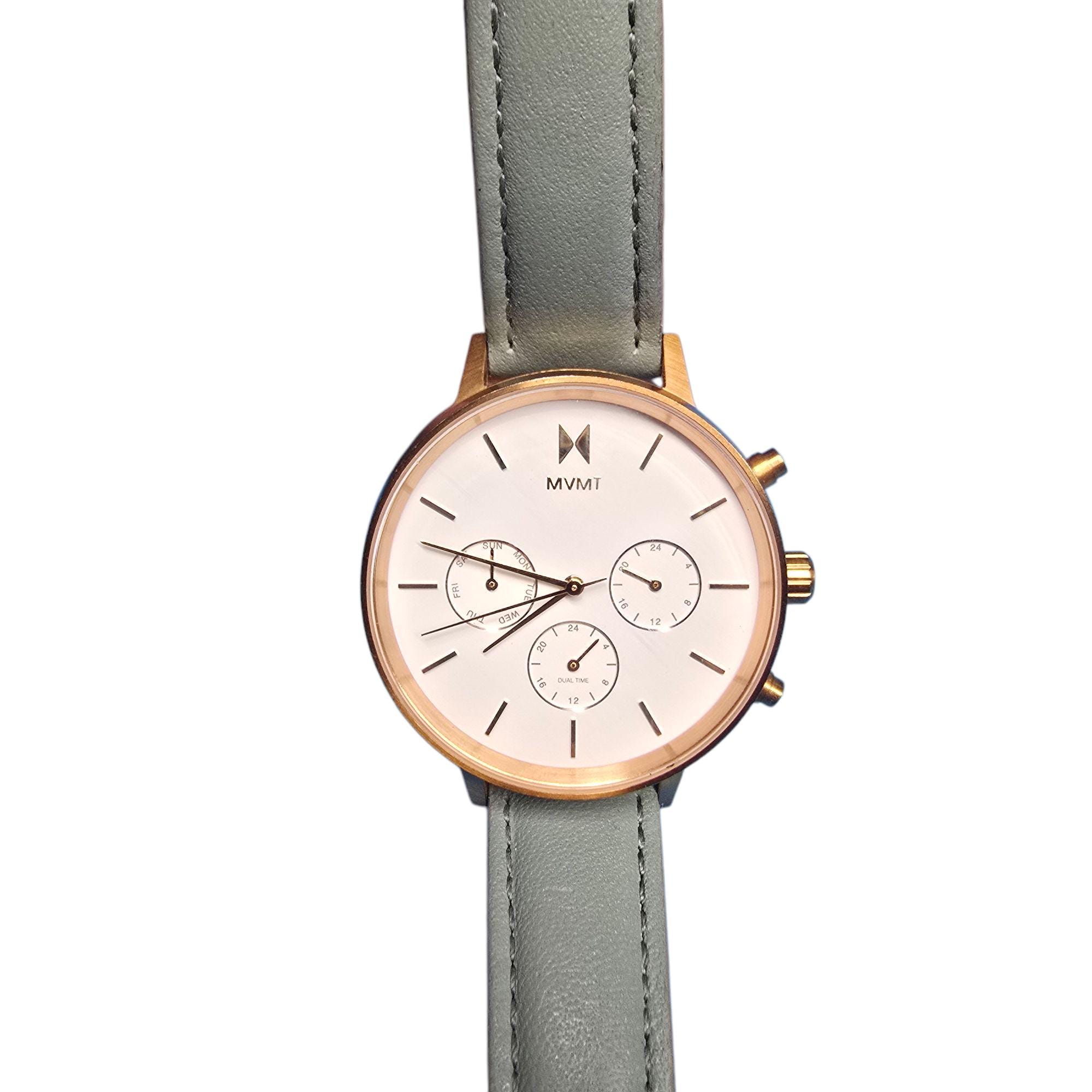 MVMT Rose Gold Watch with Pink Dial and Gray Straps MVMT Boulevard Watch Hermosa Womens 38mm Case Rose Gold Tone  main image 2