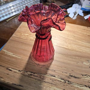 vintage Fenton cranberry vase