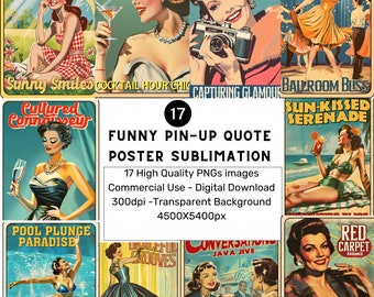 Funny Pin-up Quote Poster: Retro Home Decor Art (PNG Digital Download)