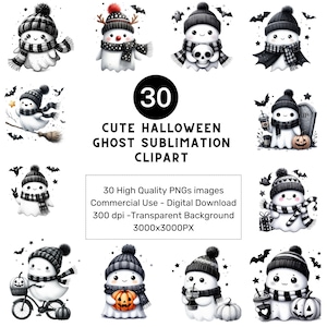 Retro Ghost PNG Bundle: Gruselige Halloween Sublimationsdesigns (Digitaler Download