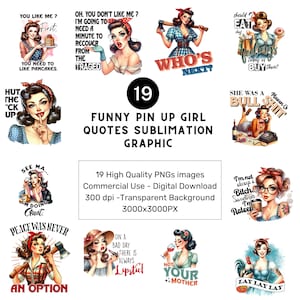Funny Pin-up Girl PNG Clipart: Retro Illustration Art (300 DPI)
