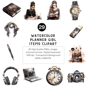 Cozy Autumn Planner Clipart: Watercolor Fall Graphics (Commercial Licence, Digital Download)