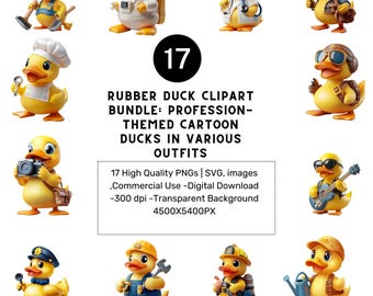 Profession Rubber Duck Clipart Bundle: Cartoon Ducks (Digital Download)