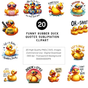 20 Funny Rubber Duck Quotes Sublimation, Duck tshirt png&svg, Rubber Duck clipart,sublimation design,Commercial Use,Digital download
