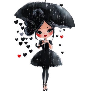 27 PNGs & SVGs Sassy Anti-Valentine Girl, Cute Cartoon Clipart, Watercolor Design, Playful Gothic Style, Print-Ready Valentine's Day Art