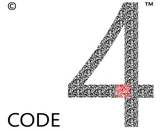 Spersonalizowany kod QR w kształcie liczby 4  • Unikalny i spersonalizowany znak QR liczba 4  • Png, Jpg • Znak multimedialny • Do pobrania