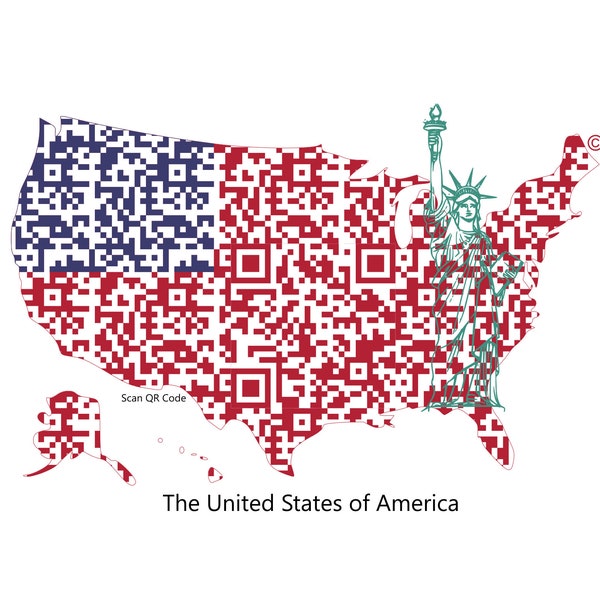 Spersonalizowane kody QR z mapą Stanów Zjednoczonych, które przekierują Cię tam, gdzie chcesz być! • Png, Jpg • produkt cyfrowy • USA