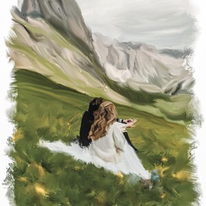 Aangepaste aquarel, gepersonaliseerd familieportret, tekening van foto, huwelijkscadeau, bruid en bruidegom, Moederdagcadeau