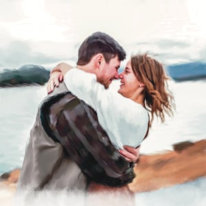 Gepersonaliseerde aquarel van foto, cadeaus voor stel, aangepast familieportret, jubileum, kunst huwelijksceremonie, huwelijkstekening