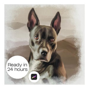 Stampa di un ritratto di cane ad acquerello / Arte digitale per animali domestici / Regalo per gli amanti dei cani / Procreate disegnato a mano / Ritratto di un animale domestico da foto / Regali per la perdita di un animale domestico